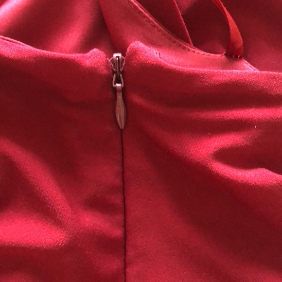 Red One Shoulder Cocktail Dress - Picture 4 of 7
